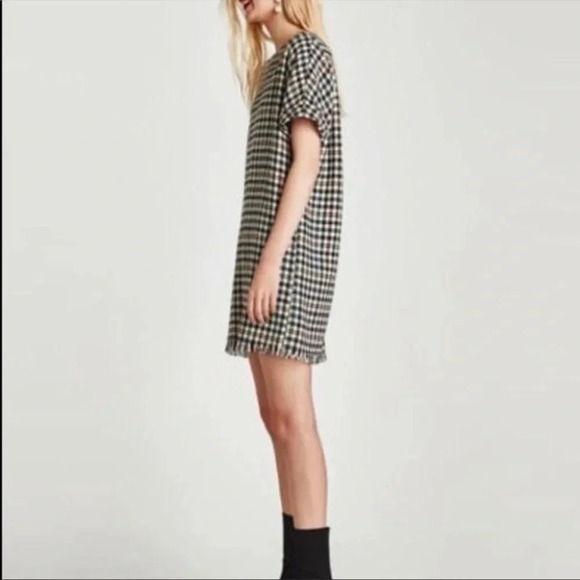 Zara Multi-colored Checked Tweed Dress Size XS - Picture 4 of 12